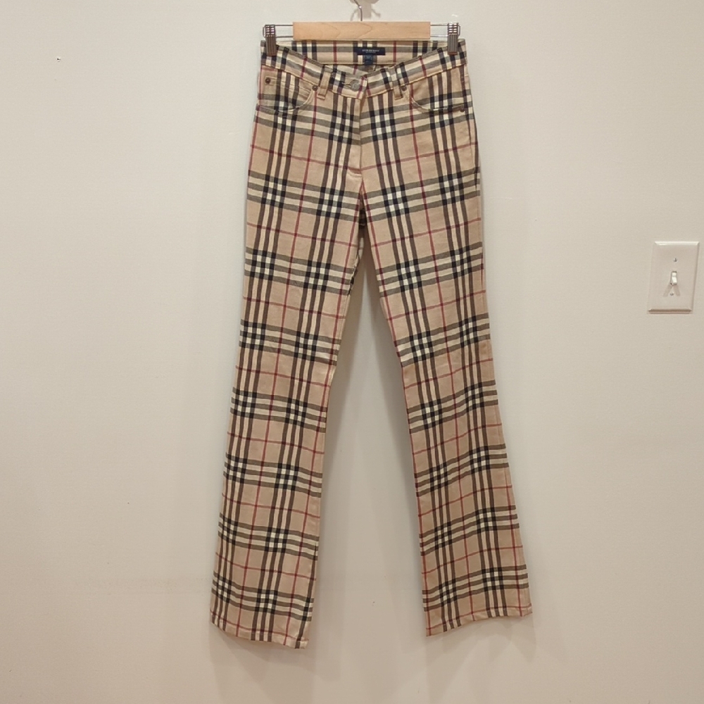 Vintage Y2K Preppy Academia Burberry Nova Check Bootcut Pant Low Rise Size 4